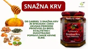 "Ilustracija snage krvi kod anemije, prikazuje zdrave crvene krvne ćelije i simptome anemije."