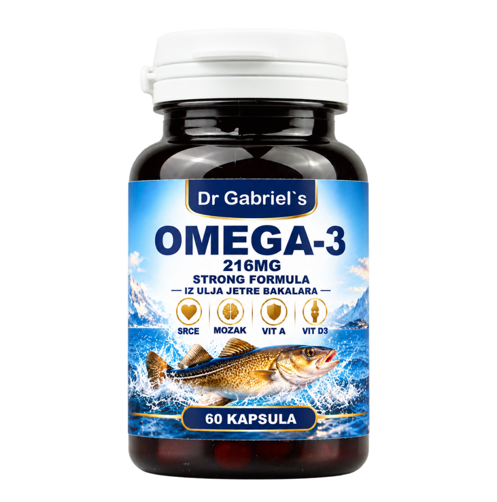 Omega-3 216 mg Strong Formula Dr. Gabriel's — ulje jetre bakalara kapsule, 60 komada