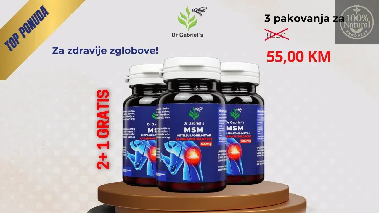 Dr. Gabriels' product for healthier joints, promoting zdravije zglobove, featured in a web news article.