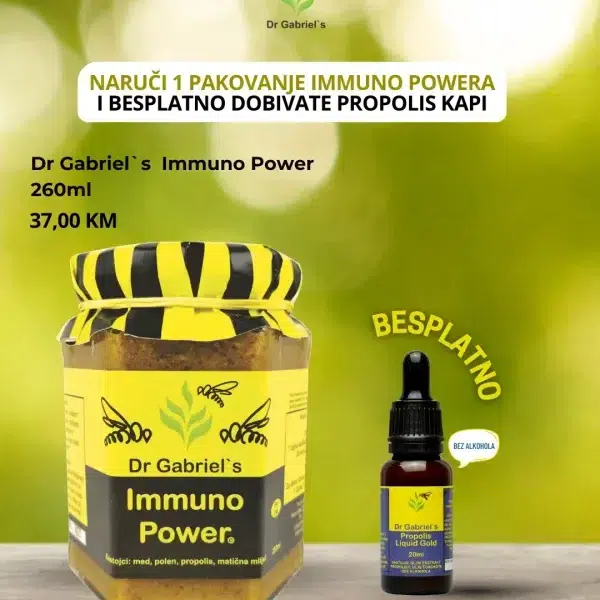 Immuno Power prirodni eliksir za jačanje imuniteta sa propolisom i biljnim ekstraktima 250ml