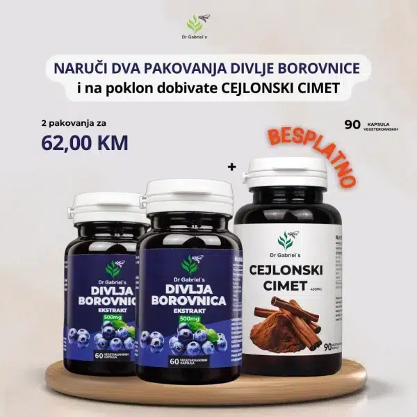 2 pakovanja divlje borovnice, poklon cejlonski cimet