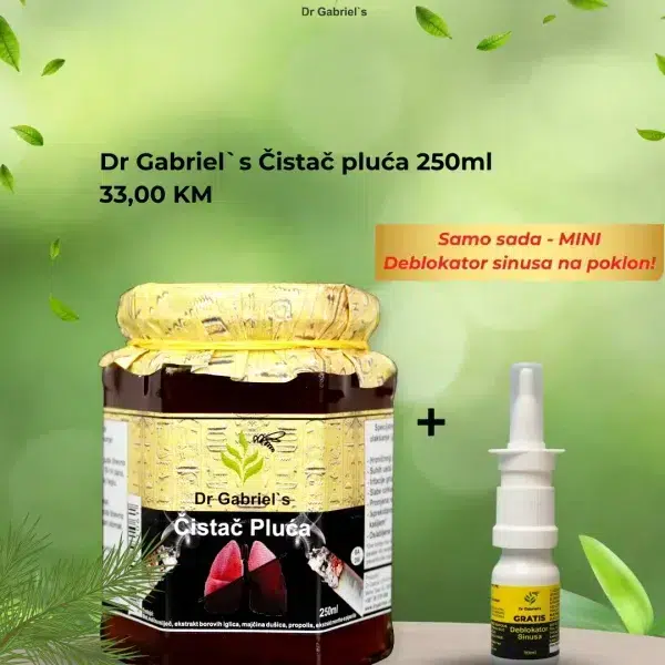 Čistač pluća 250 ml Gratis mini deblokator sinusa