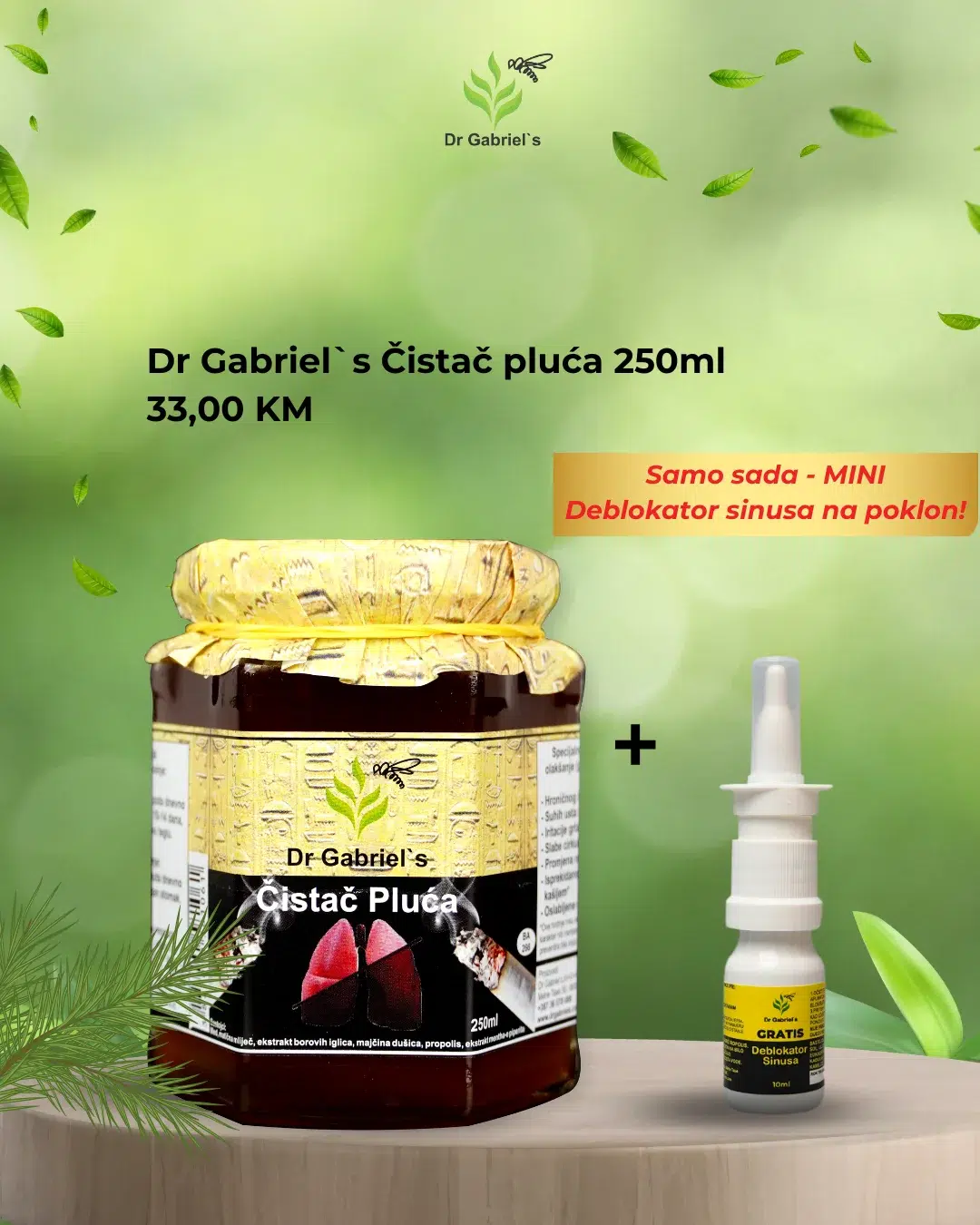 Čistač pluća 250 ml Gratis mini deblokator sinusa