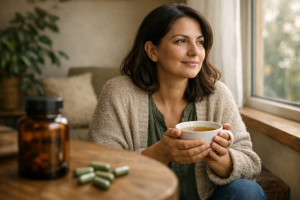 Ashwagandha biljka i kapsule za mentalno zdravlje i smanjenje anksioznosti