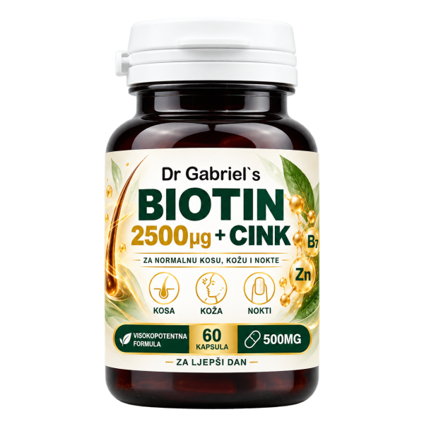 Dr. Gabriel's Biotin 2500 µg + Cink — biotin kapsule, 60 komada