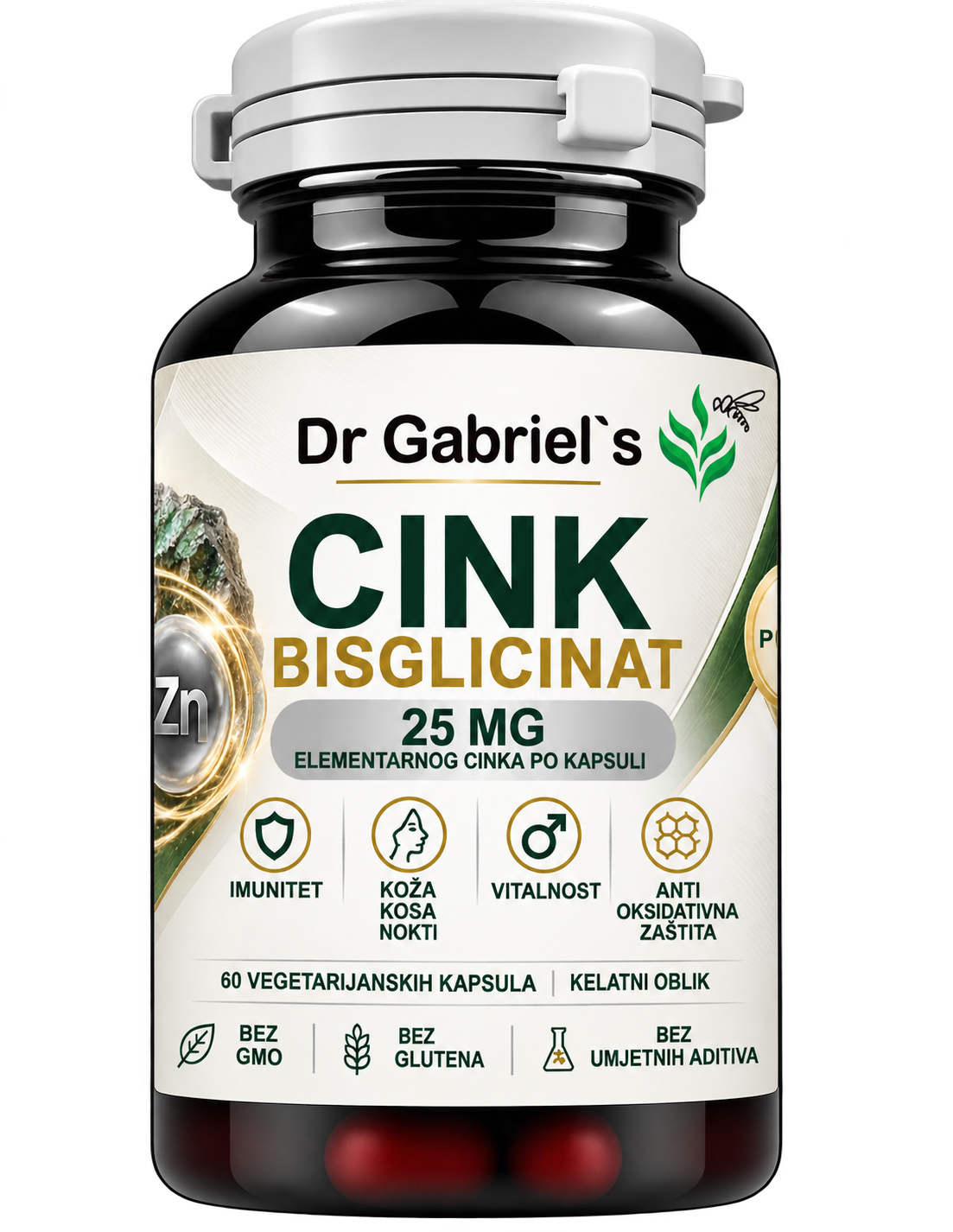 Cink bisglicinat 25 mg kelirani kapsule Dr. Gabriel's