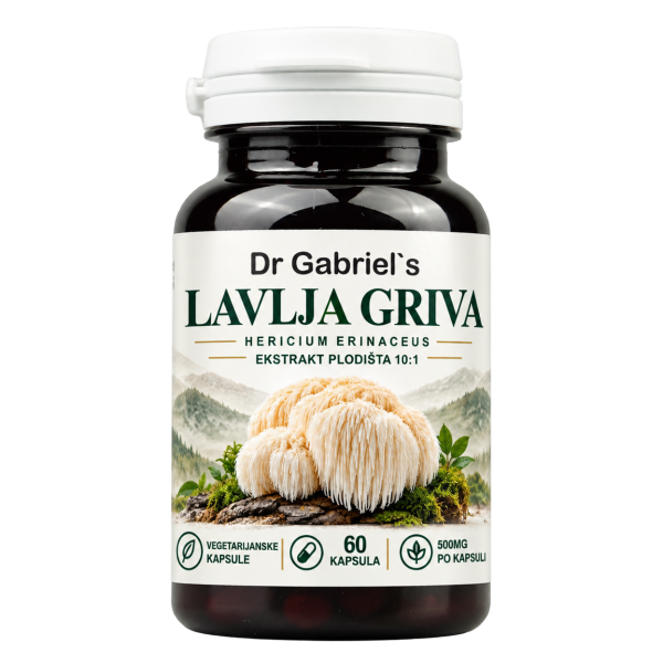 Lavlja griva Dr. Gabriel's — kapsule 500 mg, ekstrakt plodišta 10:1, 60 komada
